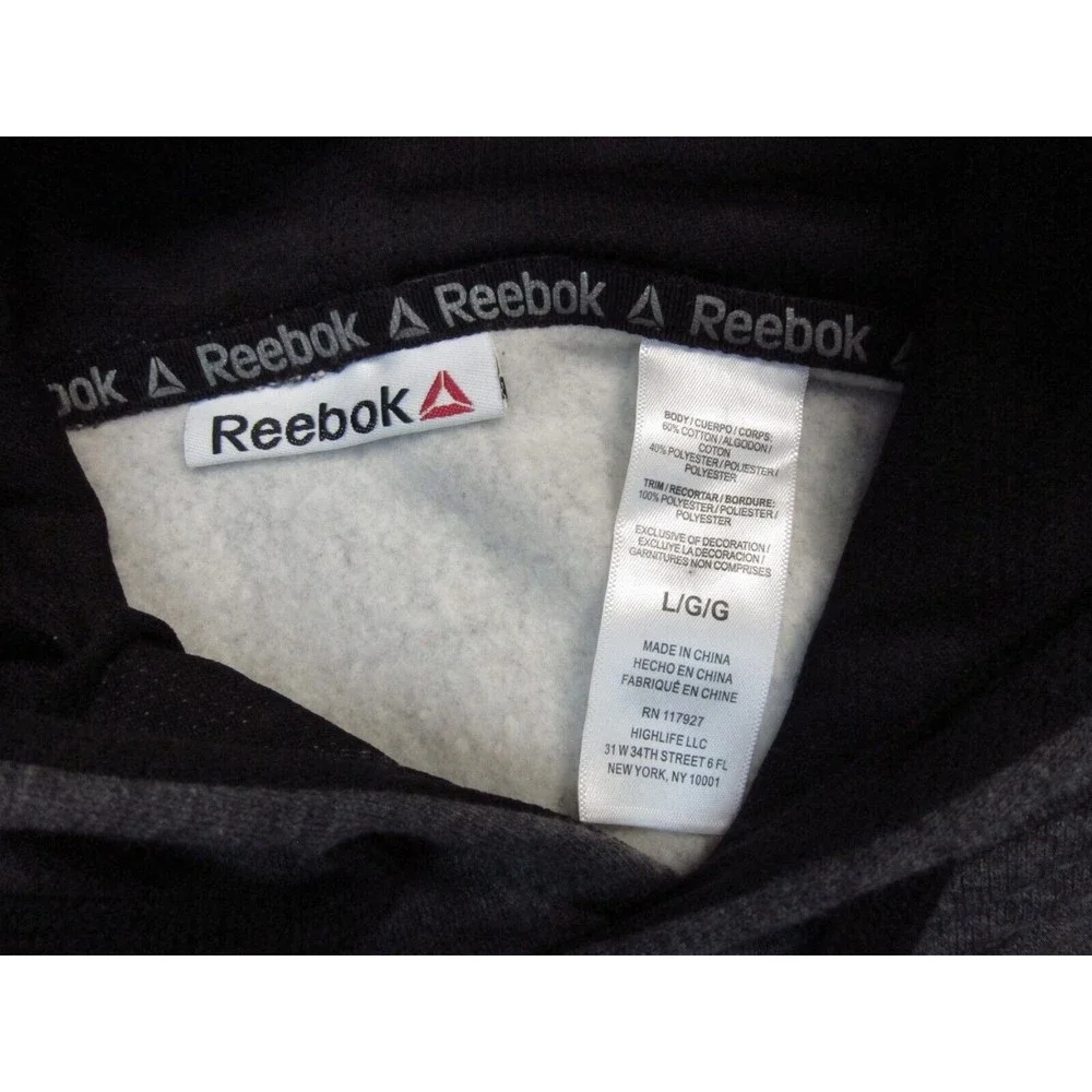 Reebok Men's Rope Climb Long Sleeve Pullover Hoodie Charcoal Heather Fleece L - Picture 3 of 8